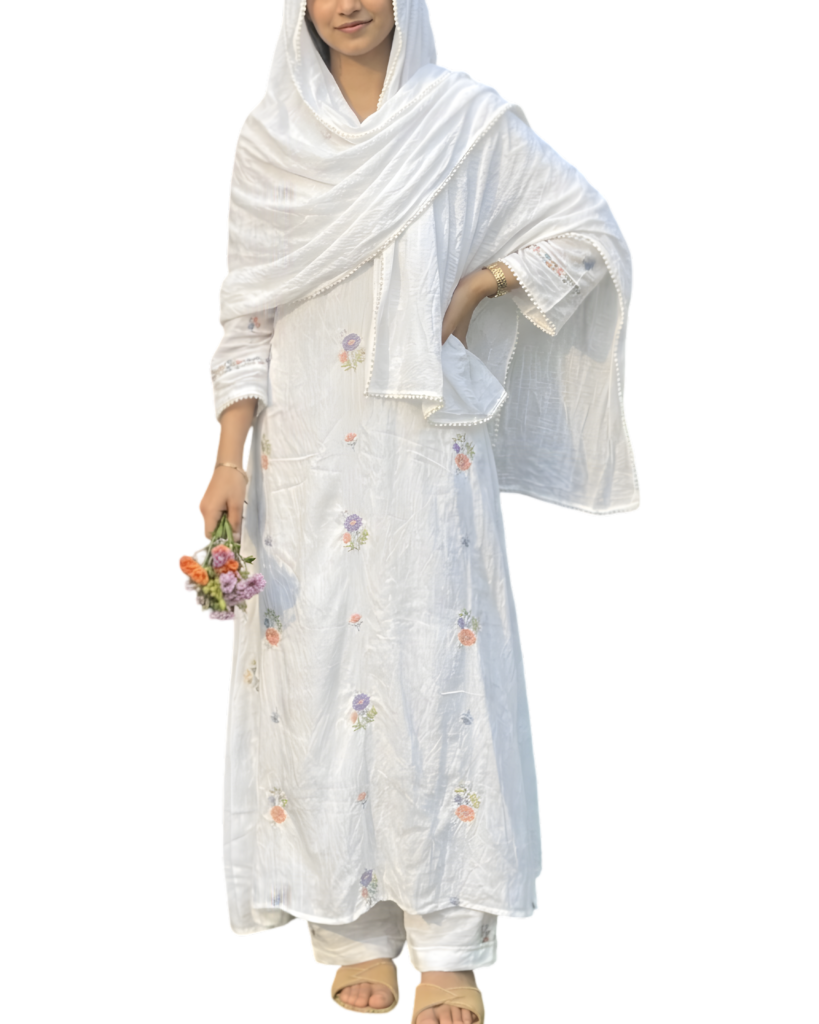 cotton floral embroidered suit set