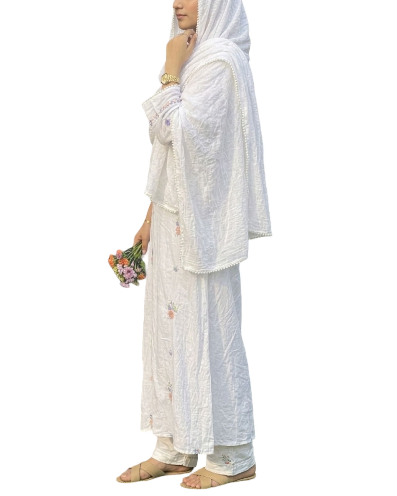 cotton floral embroidered suit set cotton floral embroidered suit set