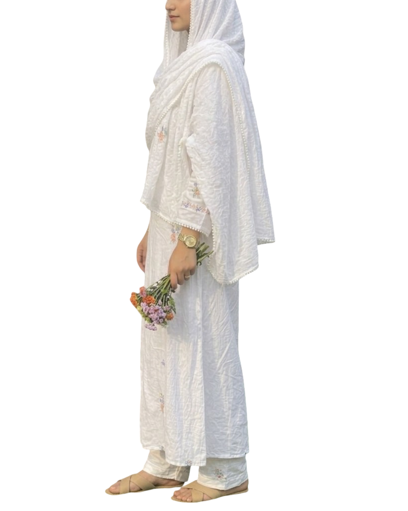 cotton floral embroidered suit set cotton floral embroidered suit set