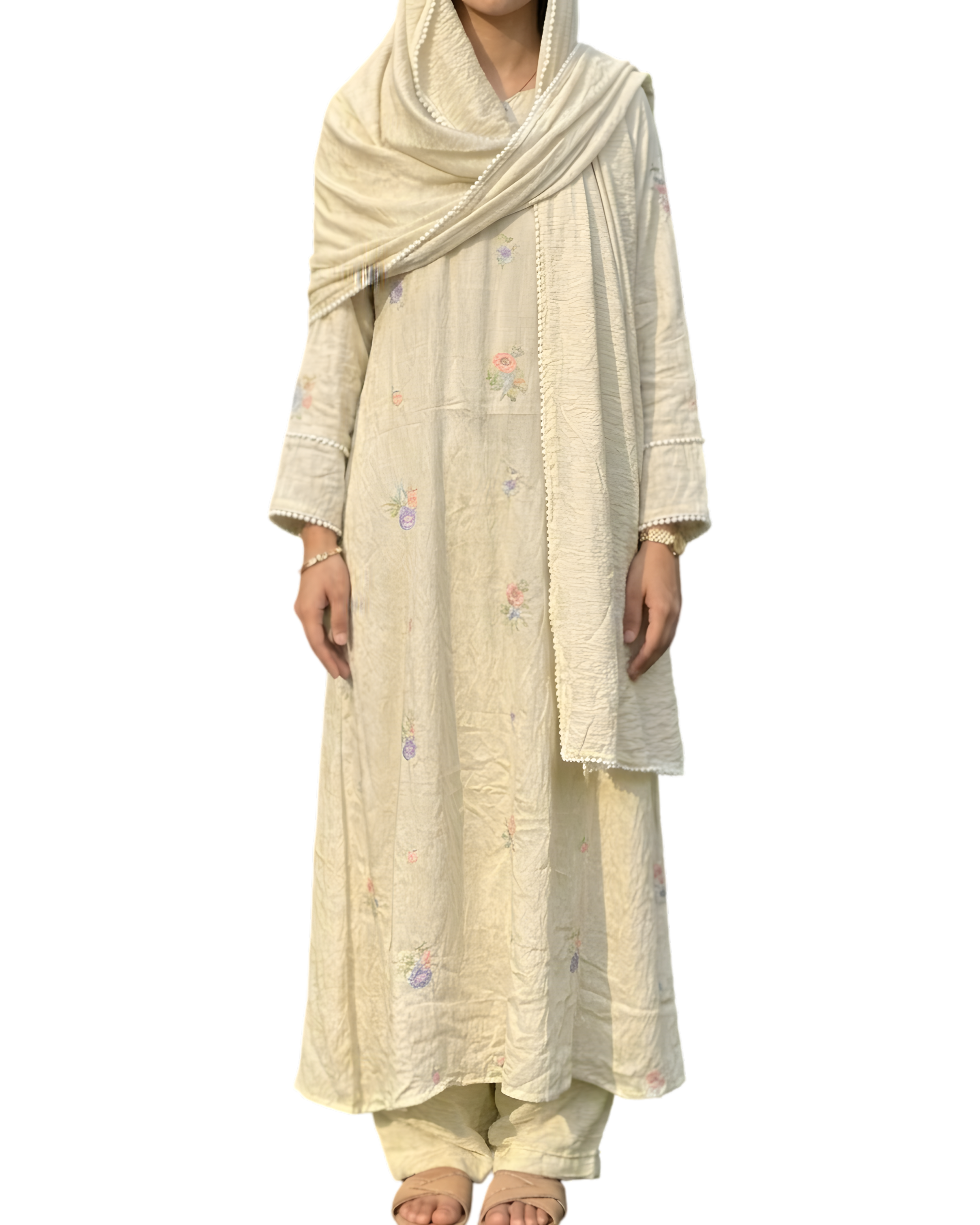 cotton floral embroidered suit set cotton floral embroidered suit set
