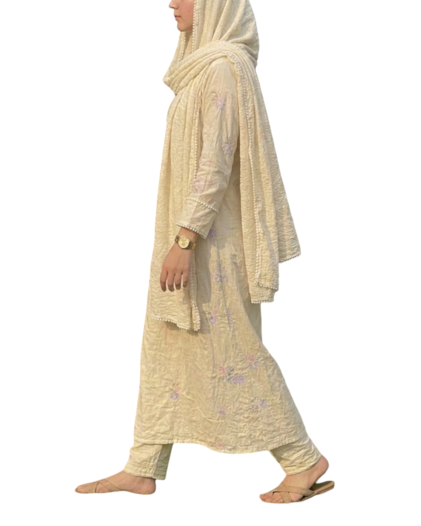 cotton floral embroidered suit set