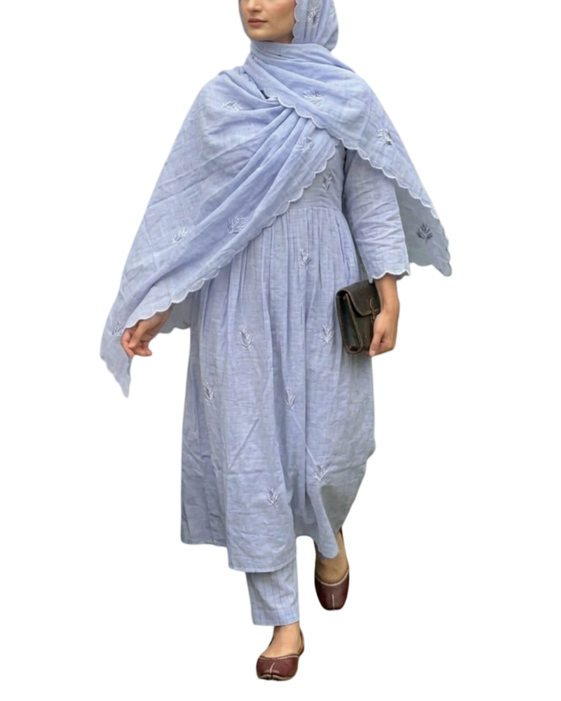 sky blue anarkali style suit