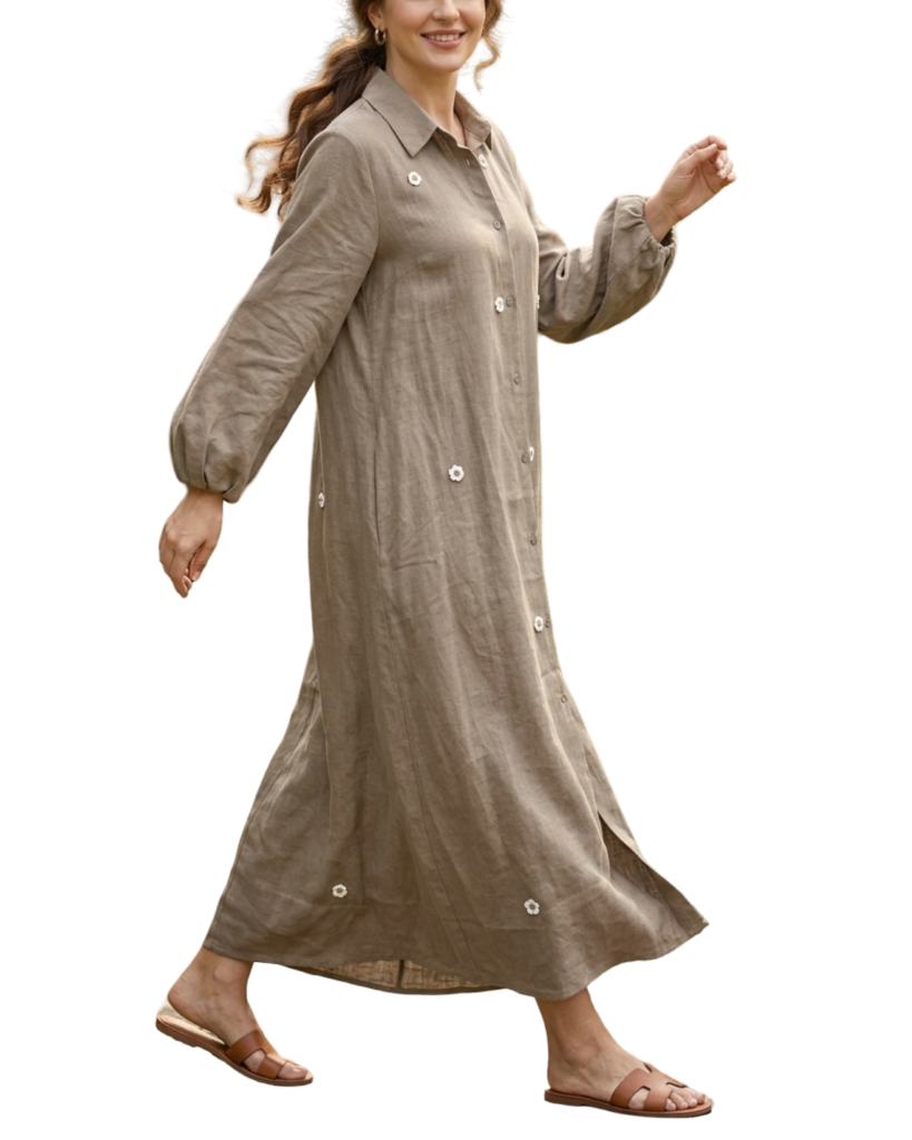 bottom down maxi shirt dress