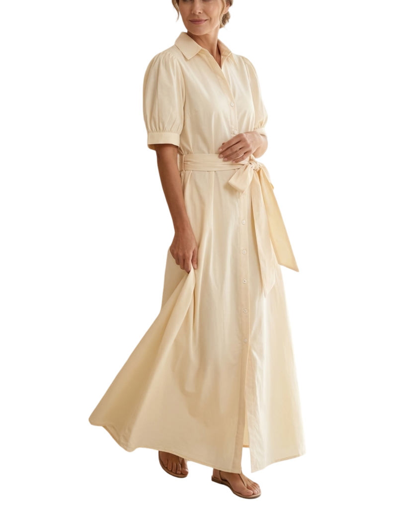 cotton shirt style maxi dress