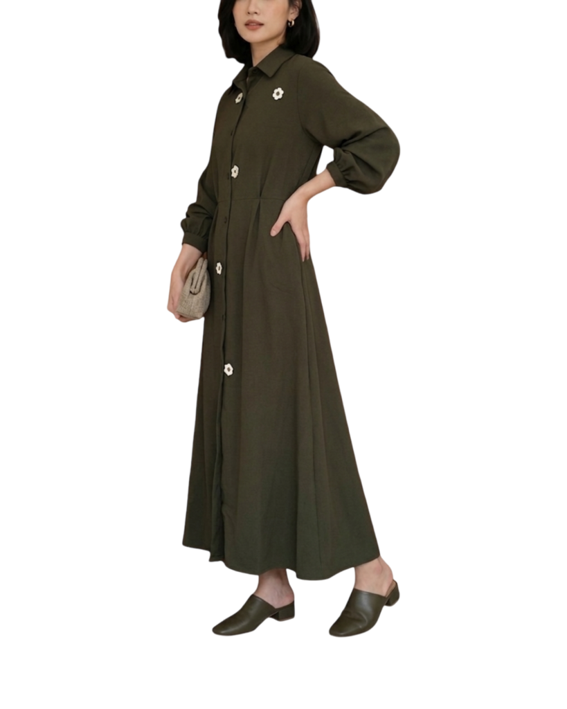bottom down maxi shirt dress