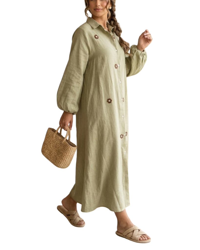 bottom down maxi shirt dress