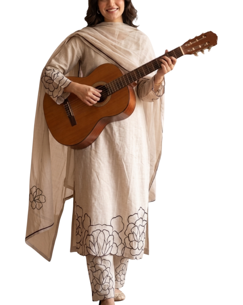 cutwork border straight kurti