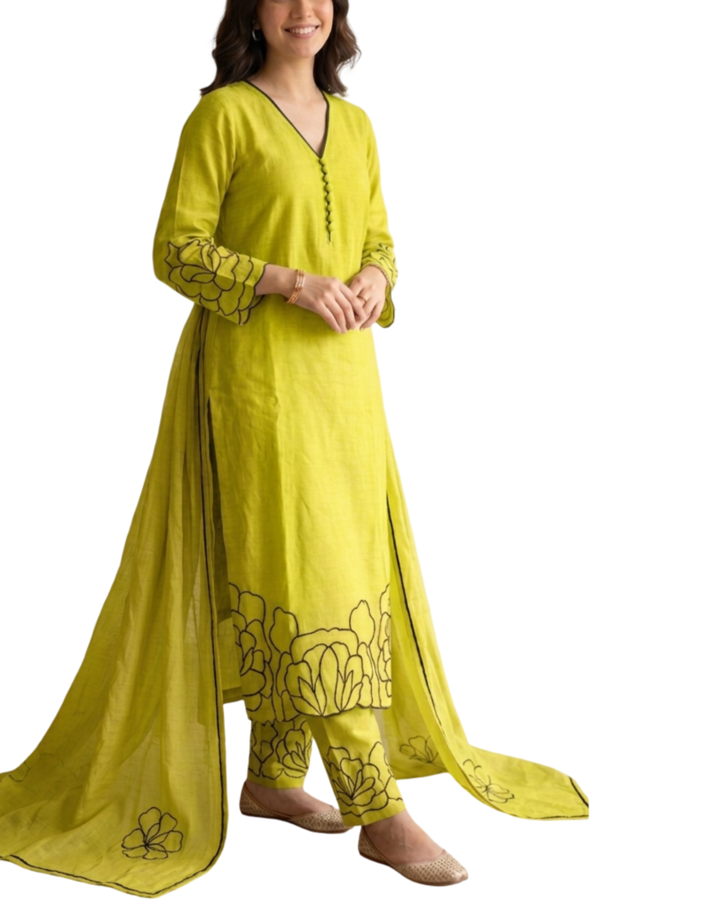 cutwork border straight kurti