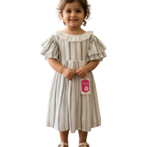 black line white frock