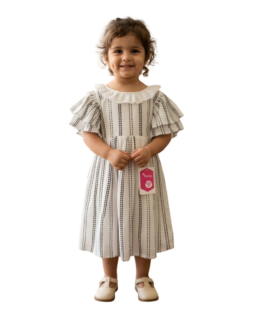 black line white frock