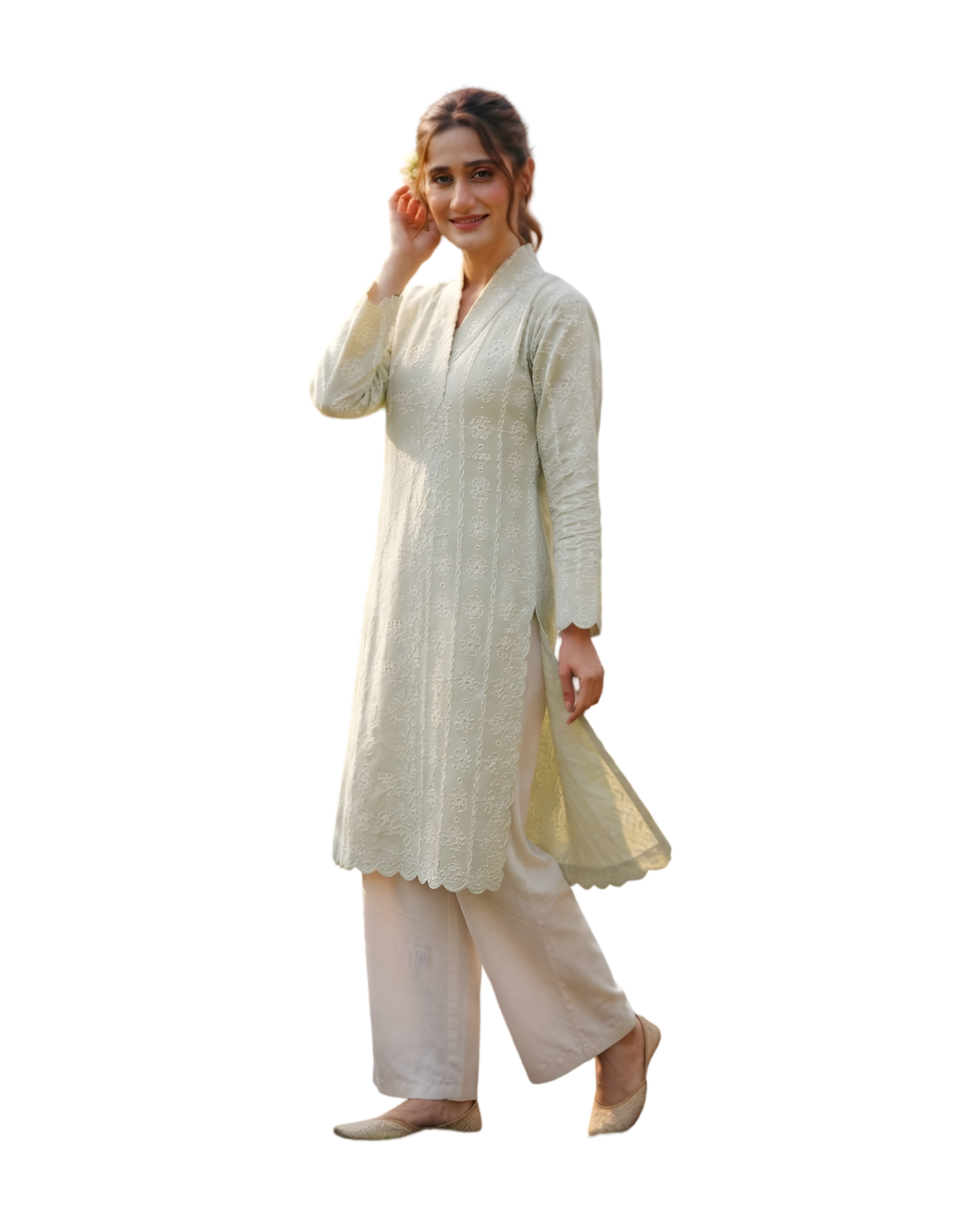 lucknowi chikankari kurti with plazo pants xl lucknowi chikankari kurti with plazo pants xl