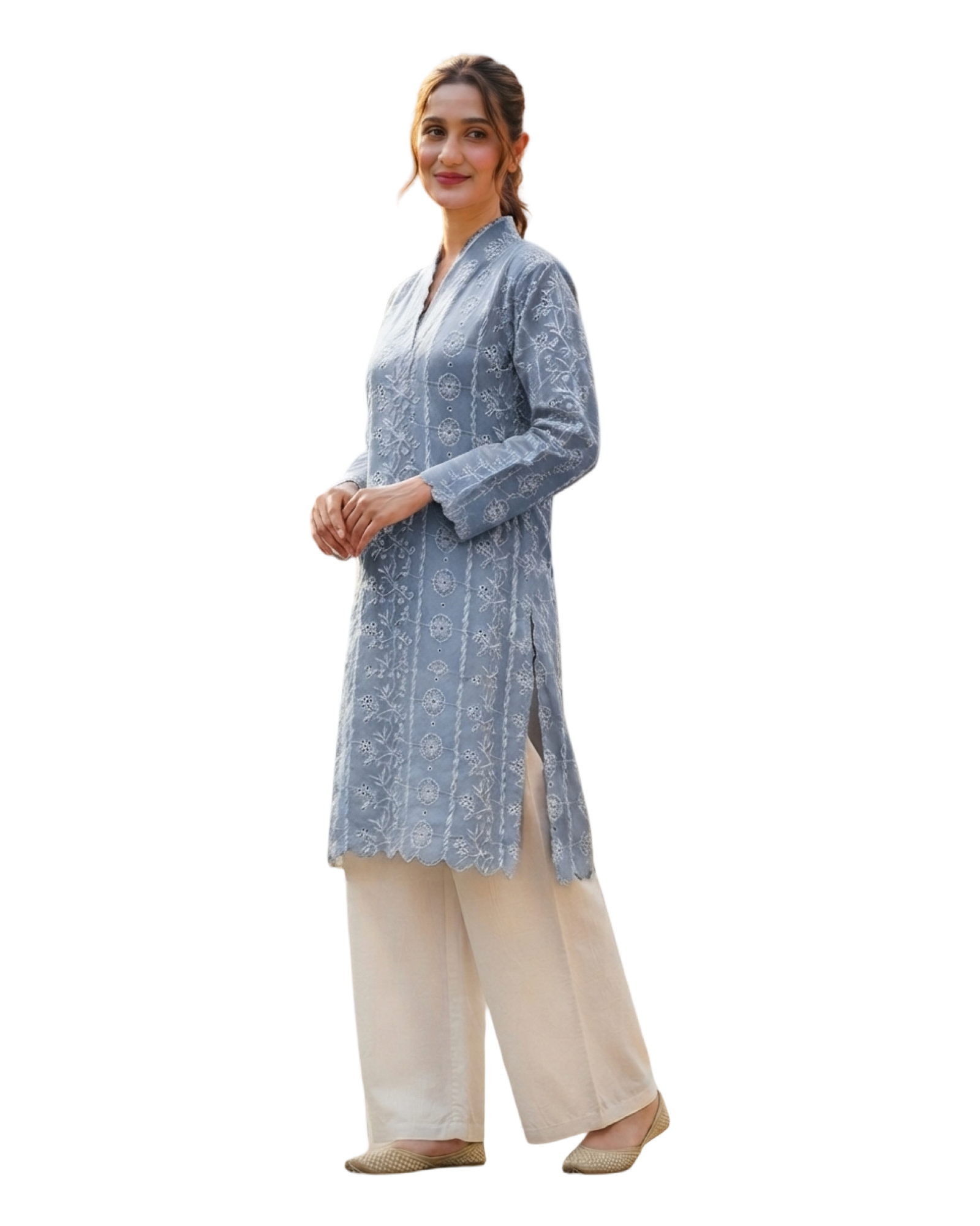 lucknowi chikankari kurti with plazo pants xl lucknowi chikankari kurti with plazo pants xl