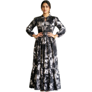 black & white cloud wash maxi